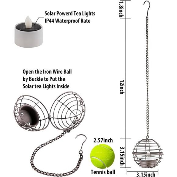 Solar Hanging Lanterns Outdoor Waterproof Rust Iron Candle Lights Patio Garden - Picture 3 of 8